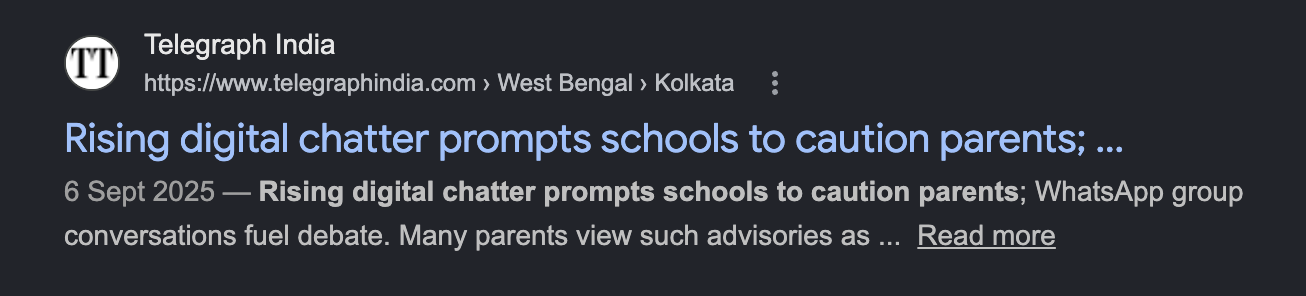 Telegraph India: Rising digital chatter prompts schools to caution parents